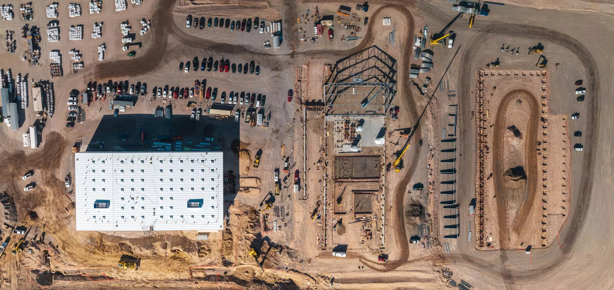 Aerial view of a Redwood Materials recycling facility.